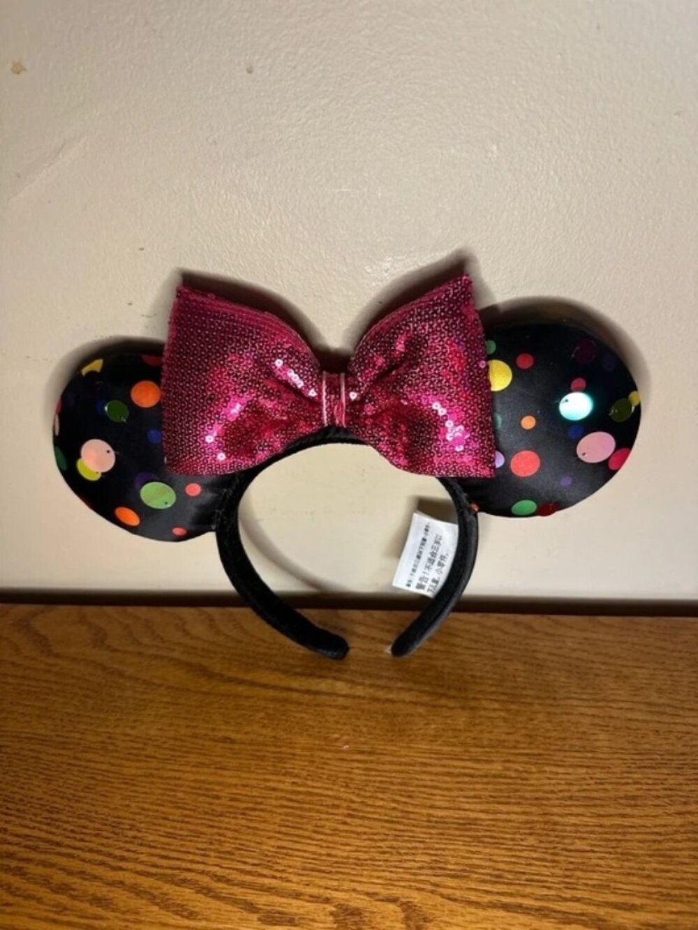 Disney Parks Mickey Minnie Mouse Rock the Dots Bow Sequin Ear Headband